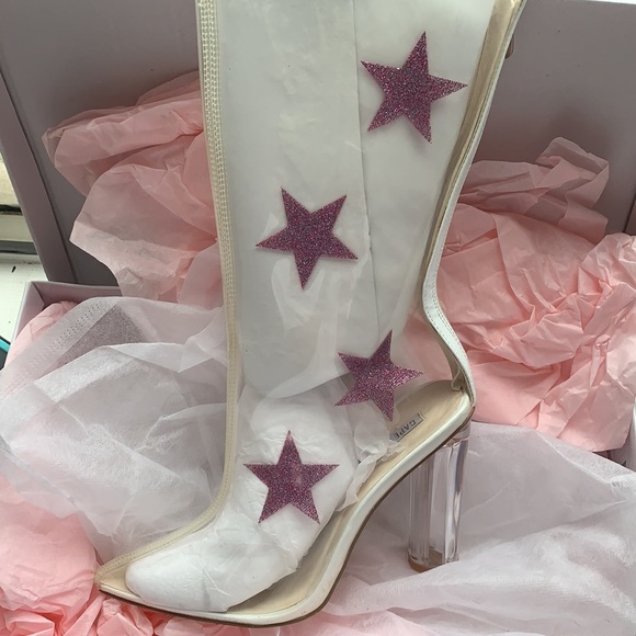 Cape Robbin BELLA clear boot w glitter stars US8.5 - Picture 4 of 11